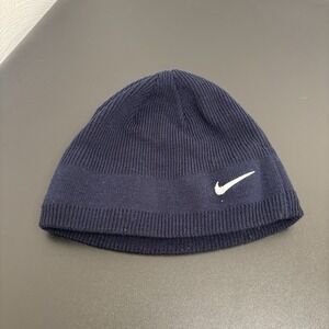 Nike Beanie Hat Navy Blue Little Kids Youth Size Winter Swoosh Unisex Boys Girls